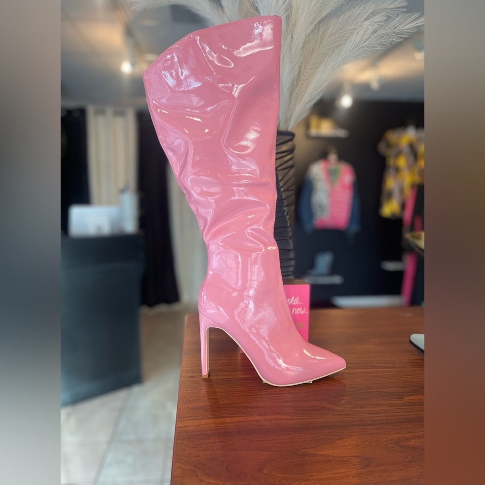 Pink High Heel Boots